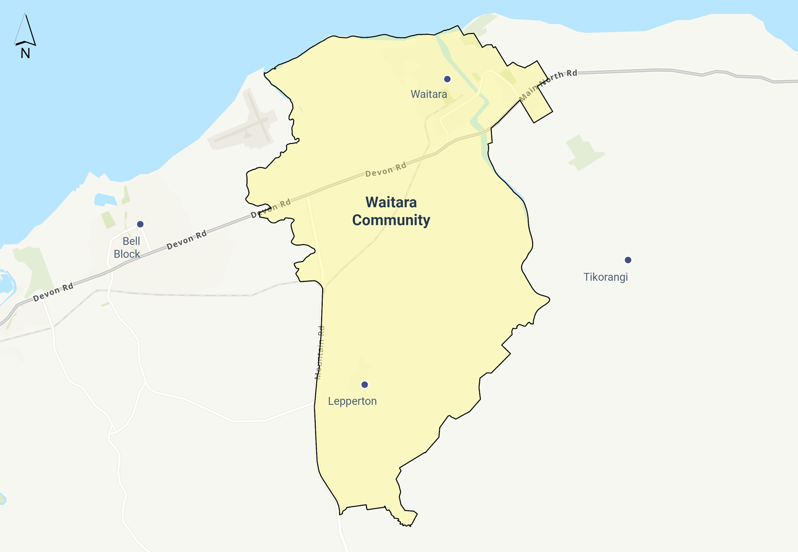 Waitara Community Board map.