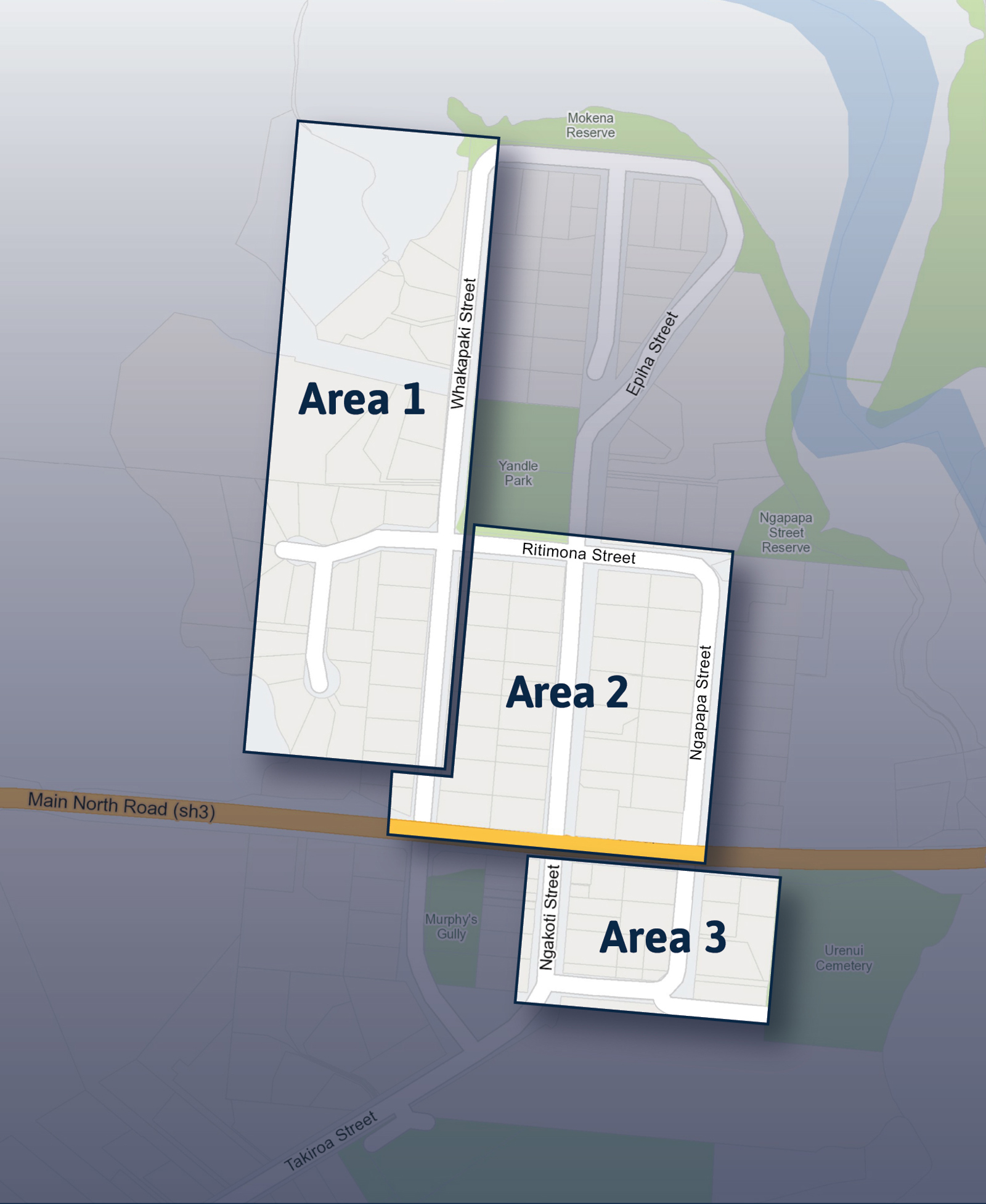 Urenui water pipes replacement project map.